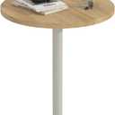 Round Side Table, C Shaped End Table for Small Spaces, Snack Sofa Table for Couch, Modern Accent Night Stand with Metal Leg for Living Room, Bedroom, Corners and Office(Rustic Oak), 15.75" x 11.81" x 24.61"
