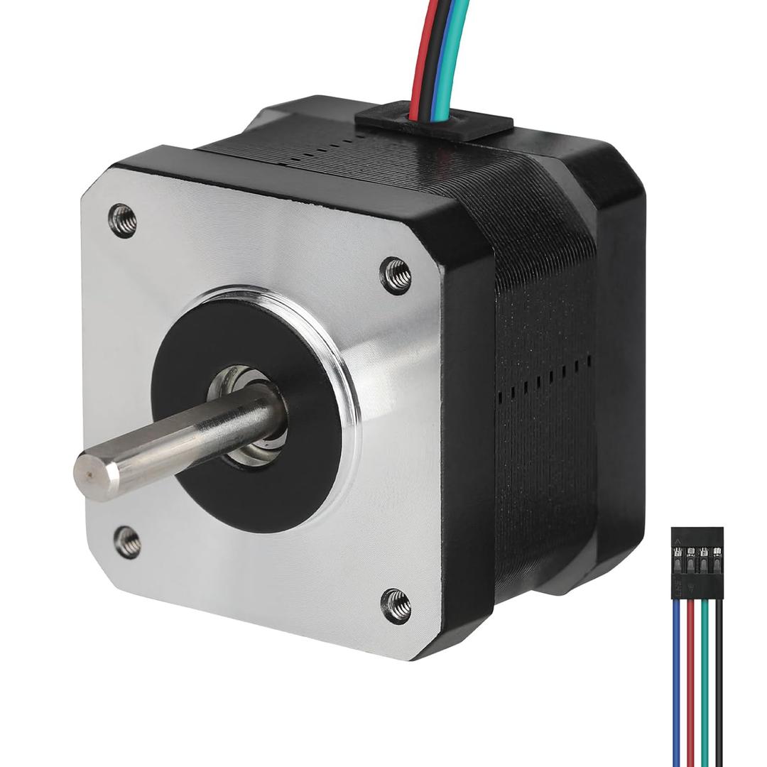 Nema 17 Stepper Motor 0.4 A-12V High Torque 290mNm(41.06oz.in 33mm 1.8 Deg Bipolar 2 Phase 4 Leadfor 3D Printer/DIY CNC/Digital Camera, 1.66x1.66x1.3inch