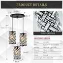 CATINER 3 Lights Crystal Pendant Light Modern Black Mini Chandelier, Adjustable Cluster Pendant Light Fixture for Kitchen Island Dinning Room Bedroom Hallway Porch