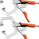 9 Inch C Clamp, Heavy Duty Vise Grip Locking Pliers Adjustable Face Clamp for Woodworking, Welding and Pocket Hole Joinery, 2 Packs (Orange, 9 Inch)