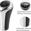 X AUTOHAUX 5 Speed Manual Gear Stick Shift Knob Transmission for BMW X1 E84 for BMW X3 E83 ABS Faux Leather Black Silver Tone
