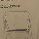 SocTone 3 Step Ladder, Folding Step Stool for Adults with Handle, Lightweight, Perfect for Kitchen& Household, 500lbs Capacity Sturdy Steel Ladder White