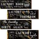 Yulejo 4 Pcs Laundry Room Wall Decor Funny Wooden Sign with Humorous Quotes Rustic Farmhouse Decoration for Laundry Room Bathroom Restroom Washroom Toilet Home