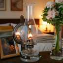 Oil Lamp Chimney Replacement 3 inch Base 9 inch Height Clear Glass Crimped Top Chimney for Old Kerosene Lamps and Size #2 Burners