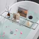 Stainless Steel Bathtub Caddy Tray, Expandable Bath Tub Table, Adjustable Bathroom Tray, Bath Organizer Tub Shelf,Silver,26.8~35.4in