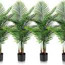 Jexine 4 Pack Artificial Palm Trees 3Ft, Fake Plants Fake Trees Artificial Areca Palm Plants for Outdoor Indoor Faux Tree in Pot for Pool Home Decor Office Housewarming Gift Modern Decoration