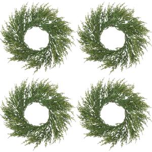 SARO LIFESTYLE Artificial Cypress Wreath - Set of 4, 9.5" x 9.5", Green (10)