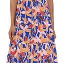 2025 Women's Summer Boho Floral Maxi Dress with Pockets - A-Line Smocked Tiered Ruffle Sleeveless Beach Sun Dress (Blue)