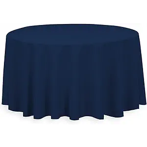 Navy Blue Polyester Round Table Cloth 120inch