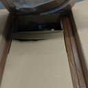 LEPOWER Mid Century Wood Standing Lamp, Modern Design Shelf Floor Lamp for Living Room, Bedroom, Office, Flaxen Shade with E26 Base, Perfect for Reading or Ambient Lighting Dark Brown