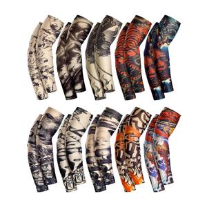 Boao 20 Pcs Men's Cooling Arm Sleeves Long Fingerless Arm Cover Anti Slip UV Sun Protection Sports Temporary Tattoo Sleeves(Delicate Style,Small)