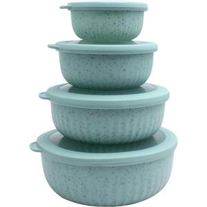 COOK WITH COLOR Prep Bowls with Lids- Wide and Deep Nesting Plastic Small Mixing Bowl Set with Lids, 8 Piece Set - Wide Bowls, Speckled Mint