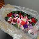 Artificial Cemetery Flower with Vases for Grave, 3PC,Red Rose Headstone Flower Saddle (Vases Included)