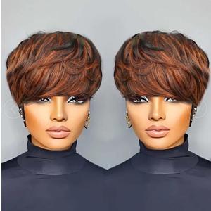 Pixie Cut Wig Human Hair Short Pixie Cut Wigs for Black WomenHuman Hair Glueless Pixie Wig Short Layered Brazilian Virgin Human Hair Wigs For Women Color F1B33