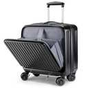 Lekebobor 16 Inch Small Carry on Luggage with Wheels, Airline Approved Hard Shell Suitcase with TSA Lock Front Pocket for Travel for Women Men, Black - Missing Key