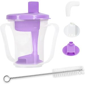 Dysphagia Regulating Drinking Cup Spill-Proof Adaptive Cup for Adults with Swallowing Difficulties, Elderly, Parkinsons & Dementia Patients (Purple-Pack of 1 Count) (EXP 03/06/27)