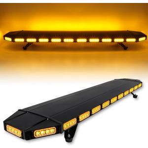 48" 104LED Extreme High Intensity Construction Emergency Warning Strobe Light Bar Rooftop Low Profile Law Enforcement Hazard Flashing for Tow Truck Vehicle (Amber/Amber)