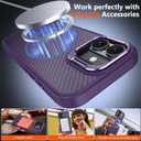 Magnetic for iPhone 16 Case Carbon Fiber Skin SensationCompatible with magsafeMetal Lens Kickstand Dropproof Sturdy Carbon Fiber PatternWireless Charging Case for iPhone 16 Purple