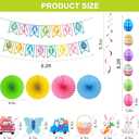 4 x 32Pcs Easter Decorations Easter Decor Happy Easter Banner Egg Bunny Garland Hanging Swirl for Home Office School Classroom Themed Party Decorations