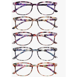 5 Pack Reading Glasses Blue Light Blocking for Women,Computer Readers with Spring Hinge, +1.0