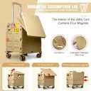 FELICON SELORSS Folding Utility Cart Portable Rolling Crate Handcart with Magnetic Sliding Lid Telescoping Handle Plastic Box Dolly 360Swivel Wheels for Travel Shop Move Office Teacher Khaki, BY10-Magnetic Extended Lid 
