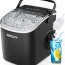 EUHOMY Countertop Ice Maker Machine with Handle, 26.4lbs Per Day, 9 Ice Cubes Ready in 6 Mins, Auto-Cleaning Portable Ice Maker with Basket and Scoop, for Home/Kitchen/Camping/RV (Black)
