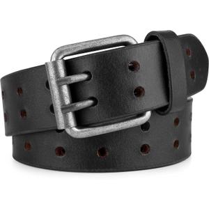 F&L CLASSIC Leather Work Belt, Heavy Duty Double Prong full grain Leather Belts for Men 1 1/2", Mens Casual Belts for Jeans, Size: 38 (Fits Waist 36"-37")