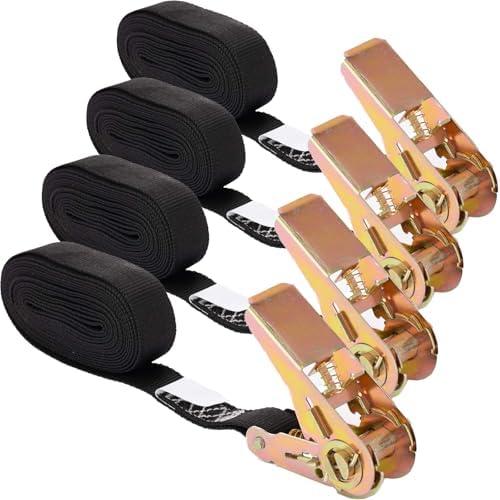MOOCY Small Ratchet Strap,Heavy Duty Endless Ratchet Tie Down Straps,NO Hook Nylon Black Tie Down Straps,Mini Endless Ratchet Straps for Motorcycles, Kayak