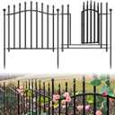 10 Panels No Dig Garden Decorative Fence with Gate - 24in H x 22.5ft L, Heavy-Duty Square Tube Animal Barrier, Rustproof Dog Fence for Outdoor Yard & Patio Protection