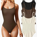 OQQ Women's 3 Piece Bodysuits Sexy Ribbed Sleeveless Adjustable Spaghetti Strips Tops Leotard 2025 Summer Size XL
