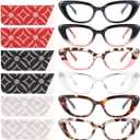 6 Pack Cat Eye Reading Glasses for Women Fashion Cute Blue Light Blocking Computer Readers Spring Hinge