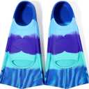 Kids Swim Fins,Short Kids Fins Youth Swimming Flippers for Lap Swimming Training for Children Girls Boys Beginners (S ( US Kids 2-3.5 ), Blue / Light Blue / Blue / Light Blue / Tie-Dye Blue)