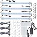 Grow Light Strip Kit 45W, 4 pcs 16 Inches LED Grow Light Strips with Extension Cables, Mounting Accessories for Greenhouse, Grow Shelf. Perfect for Indoor Growing-(4-Strip-Kit)