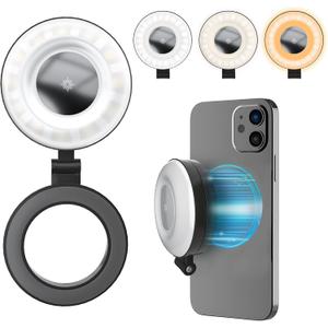 Phone Ring Light, Rechargeable Magnetic Selfie Light, Adjusted 3 Light Modes 180 Flip Ring Light for Makeup, Video, TikTok, Vlog, Travel Photography, Compatible with iPhone and Android