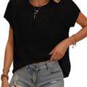 Womens Summer Crochet Tops Hollow Out Cap Sleeve Cover Up Tank Top Pullover Sweater Vest Beach Vacation Clothes (Black, S)