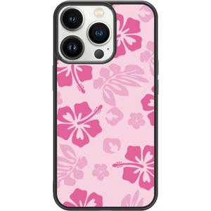 FANXI Pink Hibiscus Phone Case Compatible with iPhone 13 Pro 6.1 Inch - Shockproof Protective TPU Cute Flower Printed Phone Case Designed for iPhone 13 Pro Case for Men Girls Women