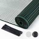 PotatoLife Plastic Hardware Mesh Netting, Garden Netting, Temporary Fence, Tree Guards, Safety Net for Balcony, Deck, Stair Railing, Animal Barrier, Poultry, Deer, with 50 Zip Ties, 4' x 50', Green