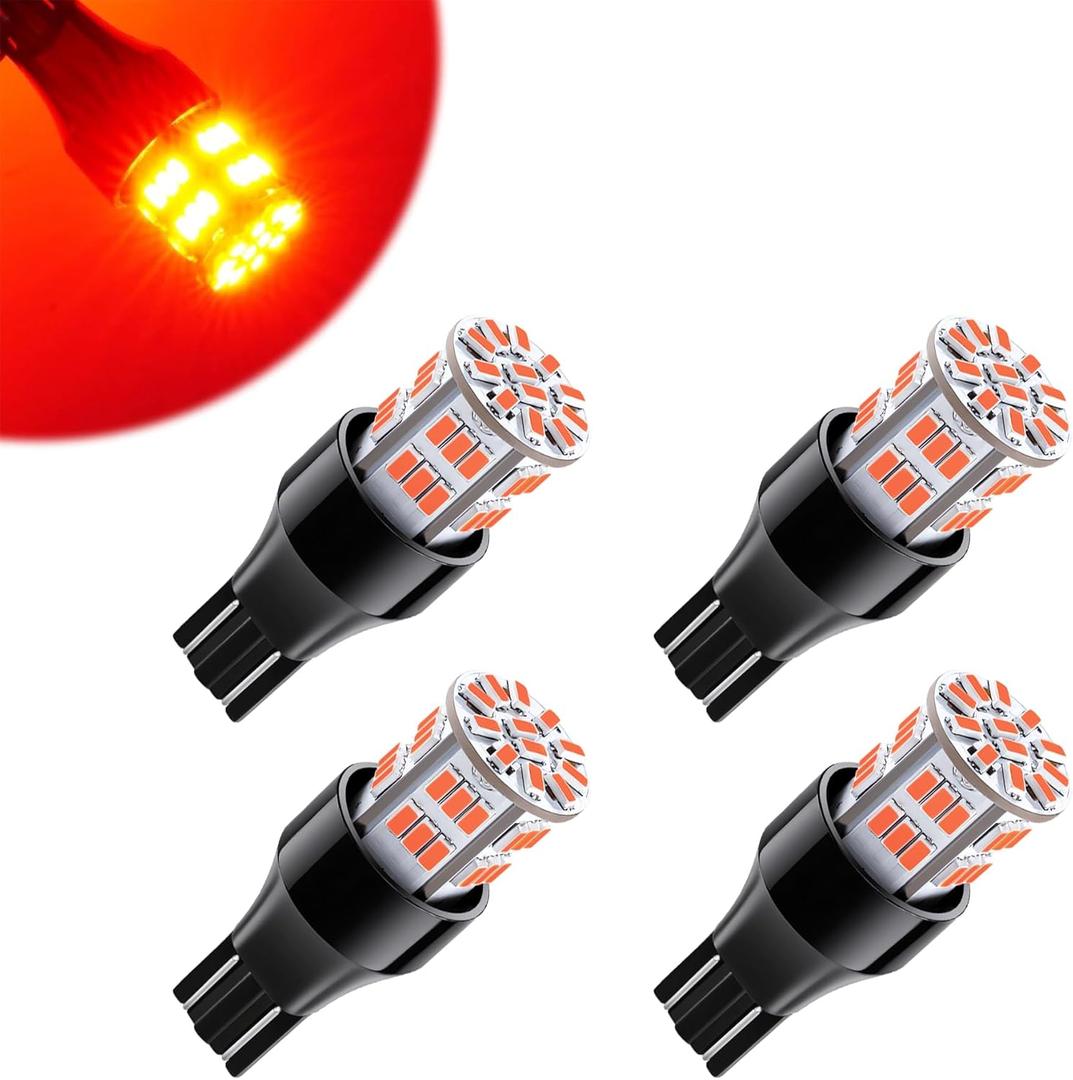 4PCS 912 921 LED Bulb Brake Tail Light 12V-24V Super Bright T15 906 904 902 922 W16W LED Replacement Light Kit Set for Car Tail Brake Turn Signal Lights - Brilliant Red
