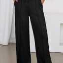 Aleumdr Women's Wide Leg Pants High Waist Casual Pants Fall 2025 Sweatpants Lounge Work Pants Slack with Pockets (Black, M)