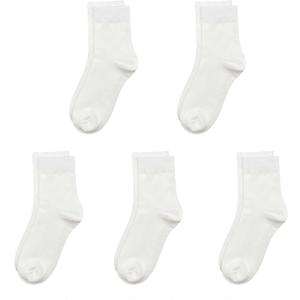 SERISIMPLE Kids Viscose Bamboo School Socks Soft flate Seam Color Anti Odor Thin Breathable Stretch Cuffs Girls Boy 5 Pairs (US, Alpha, Medium, Regular, White)