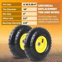 AR-PRO (2 Pack) 4.10/3.50-4 Tire and Wheel, Replacement 10-Inch Pneumatic Tire with 5/8" Bearings and 2.2" Offset Hub, Compatible with Hand Truck, Wheelbarrow, Wagon, Gorilla Carts