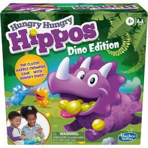 Hasbro Gaming Hungry Hungry Hippos Dino Edition Board Game, Pre-School Game for Ages 4 and Up; for 2 to 4 Players Medium