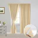 Muamar No Drill Blackout Curtain, Easy Install Window Curtain Panels, Portable Bedroom Curtains 2 Panel Sets, Light Blocking Shades for Window (Beige, 42" W x 84" L), Beige 