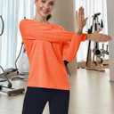 MAGCOMSEN Women's Long Sleeve Shirts UPF 50+ Sun Protection Quick Dry Athletic Running Workout Tops Rash Guard (Orange, M)