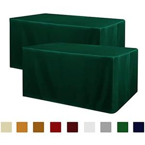 Obstal 2 Pack Blackish Green Table Cloths for 6 Foot Rectangle Tables - Water Resistant Washable Fabric Polyester Rectangle Table Cover Protector for Wedding, Banquet and Trade Shows
