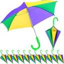 Hillban 12 Pcs Umbrella DIY Second Line Umbrella Parasol for Wedding Bridal Masquerade Party Accessories (Black Gold,Full 32 Inch Arc)