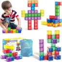 48PCS Magnetic Blocks - 1.38 inch Building Blocks for Toddlers, STEM Building Toy for Kids, Montessori Toys for 3 4 5 6+ Year Old, Magnet Sensory Travel Toys Christmas Birthday Gifts for Boys Girls