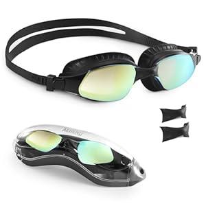 Aegend Swim Goggles, Swimming Goggles with Upgraded Anti-Fog Technology, No Leaking Soft Silicone For Adult Women Men Youth (Bright Sliver)