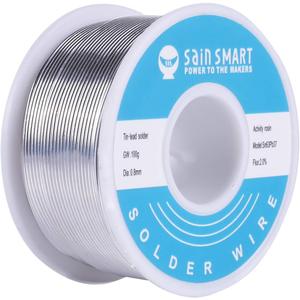 SainSmart 0.8mm Solder Wire 63/37 Tin/Lead Sn63Pb37 with Flux Rosin Core for Electrical Soldering (100g /0.22lbs)