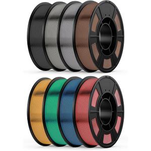 Metallic PLA Filament 1.75mmm, Metal-Like Shiny 3D Printer Filament, Metallic Silk 3D Filament, Compatible with Most FDM 3D Printers, 0.25KG Metal Silk, 8 Rolls